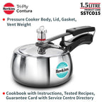 Hawkins Contura 1.5 Litre Stainless steel Pressure Cooker | Curved Body | Induction Compatible | Ideal for 1 2 persons | ISI Certified | Guaranteed for 5...