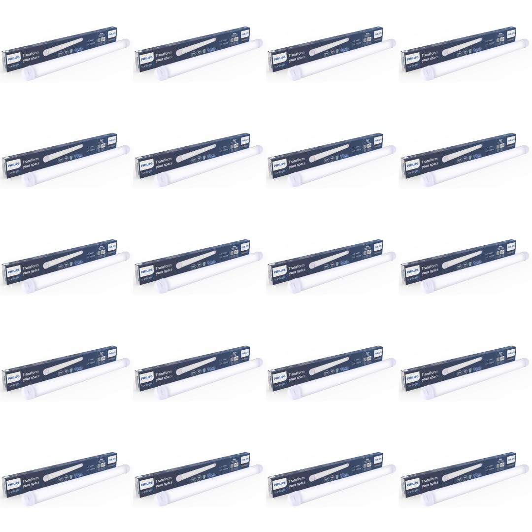 PHILIPS 20-watt LED Batten/Tubelight | StarBright Compact 2-ft Decorative Modern LED Wall Tubelight for Living Room & Bedroom | Cool Day Light, Pack of 20
