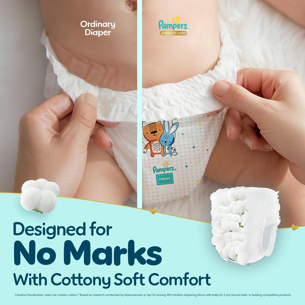 Pampers Premium Care Pant Style Baby Diapers L 44 Count | No Marks Design | Voted India’s #1 Softest Diaper | All in 1 diaper with 360 Cottony Softness