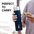 CELLO H2O Matt Stainless Steel Water Bottle For Office & Daily Use 1000 ml Navy Blue | Single Wall Freezer & Fridge Safe, Lightweight & Stylish Leakproof Rustproof Steel Water Bottle For School Travel