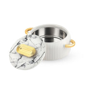 CELLO Castella 1500 Insulated Steel Casserole Hot Box For Kitchen 1500ml Gold White |Double Wall Airtight Servin
