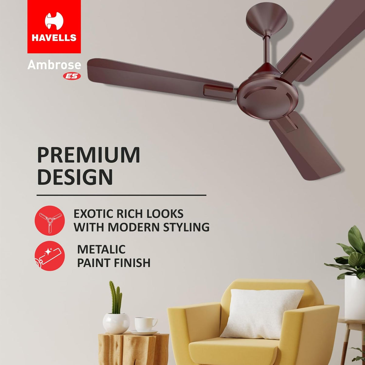 Havells 1200mm Ambrose Energy Saving High Speed Ceiling Fan|