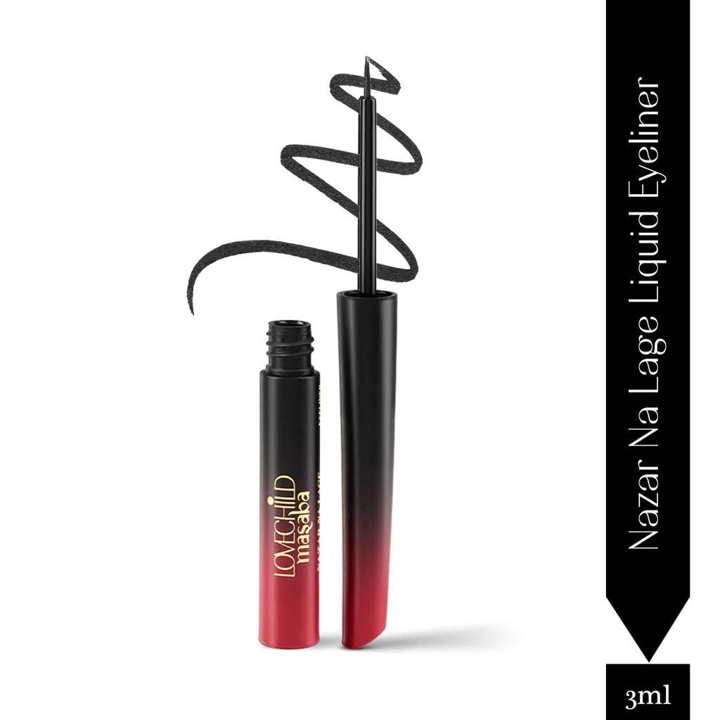 LoveChild Masaba Liquid Eyeliner (Black), Waterproof Smudge-Proof Eyeliner with HD Gloss Finish, Quick Drying Eye Liner and Long Lasting Eye Makeup for...