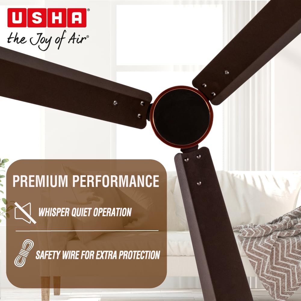 USHA AeroEdge 1200mm BLDC Ceiling Fan with RF Remote | BEE 5 Star Rated Energy Efficient | 100% Copper Motor | High Air Delivery 220CMM | 3-Year Motor &...