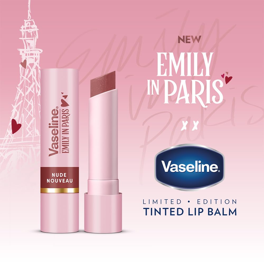 Vaseline Nude Nouveau | Emily in Paris Limited Edition | Nude Tinted Lip Balm Stick, 24H Moisturization, 3g