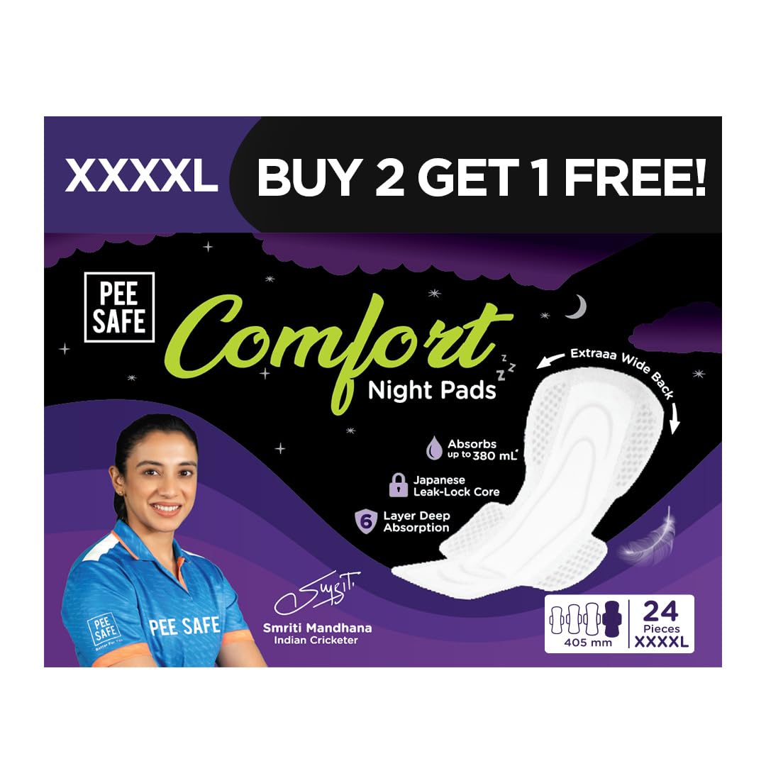 Pee Safe Comfort Night Pads XXXXL-24 Pads - 405mm | 76% Longer