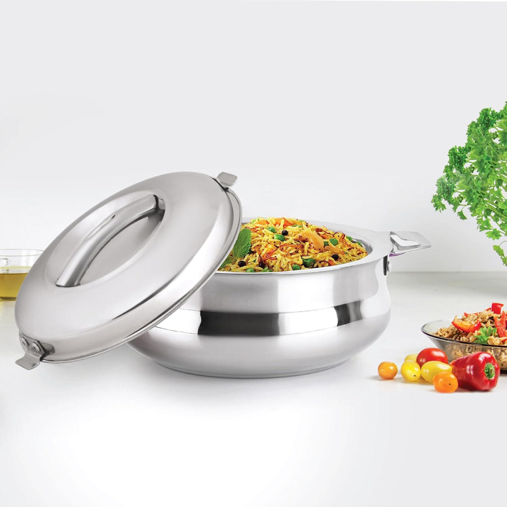 CELLO Bella 1000 Insulated Stainless Steel Casserole Hot Pot Box for Daily Use 1000 ml Silver |