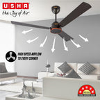 USHA AeroEdge 1200mm BLDC Ceiling Fan with RF Remote | BEE 5 Star Rated Energy Efficient | 100% Copper Motor | High Air Delivery 220CMM | 3-Year Motor &...