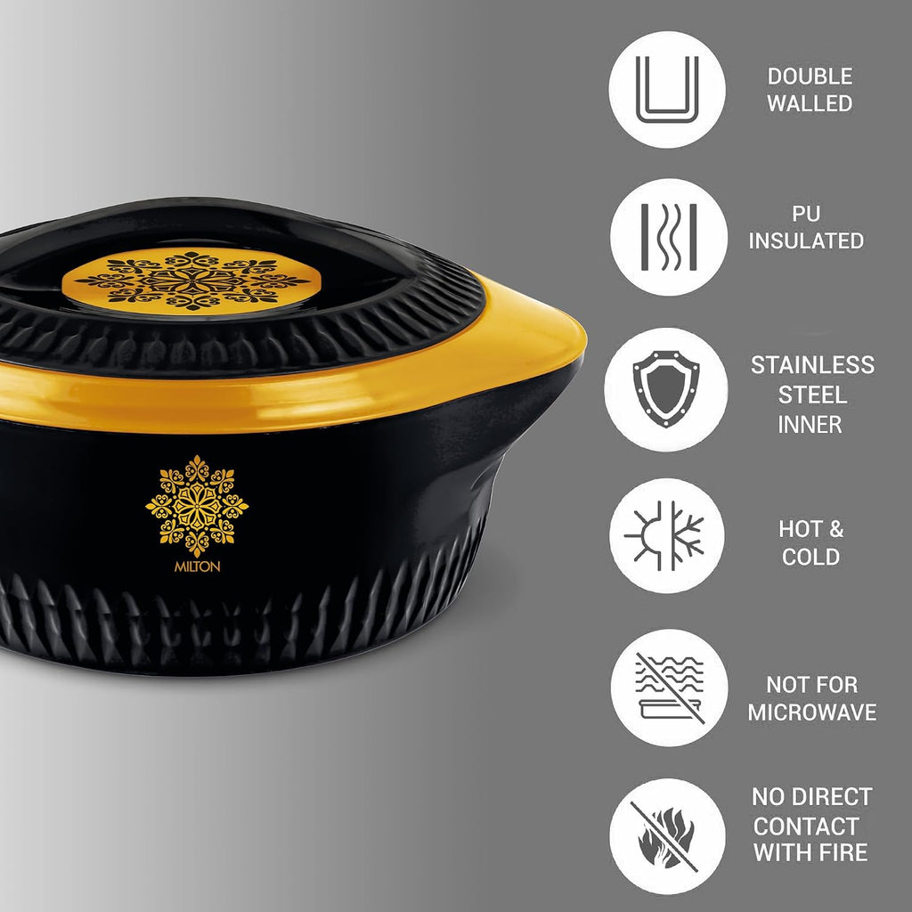 Milton Royal 1500 Insulated Inner Stainless Steel Casserole, 1.27 Litres, Black Gold |