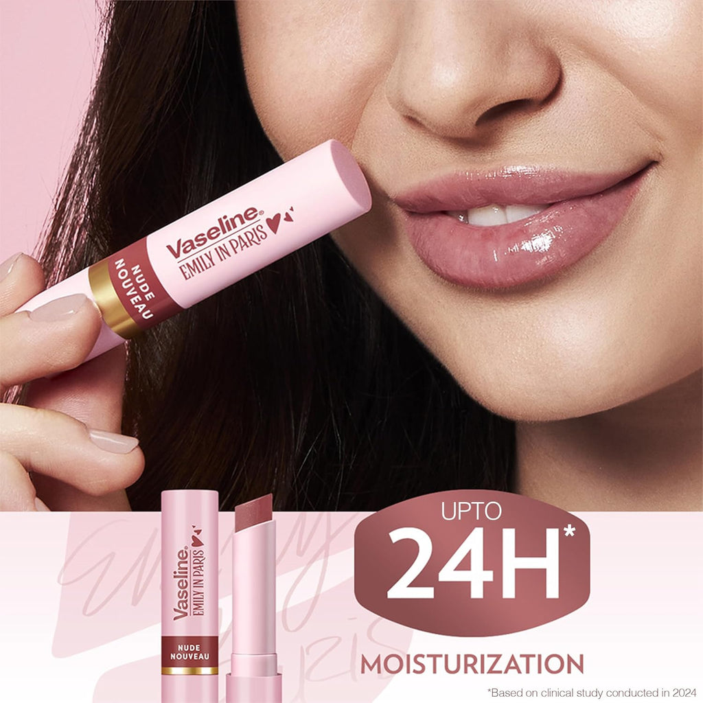 Vaseline Nude Nouveau | Emily in Paris Limited Edition | Nude Tinted Lip Balm Stick, 24H Moisturization, 3g