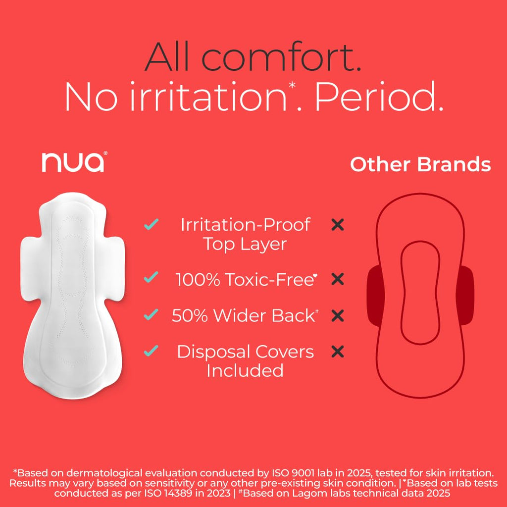 Nua Complete Comfort Sanitary Pads for Sensitive Skin | Pack of 50 Pads