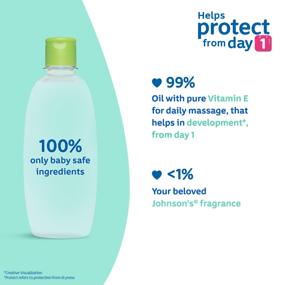 Johnson's Baby Hair Oil Combo 200ml x 2 | Light, Non-Greasy Baby Hair Oil | Enriched with Avocado & Pro-Vitamin B5