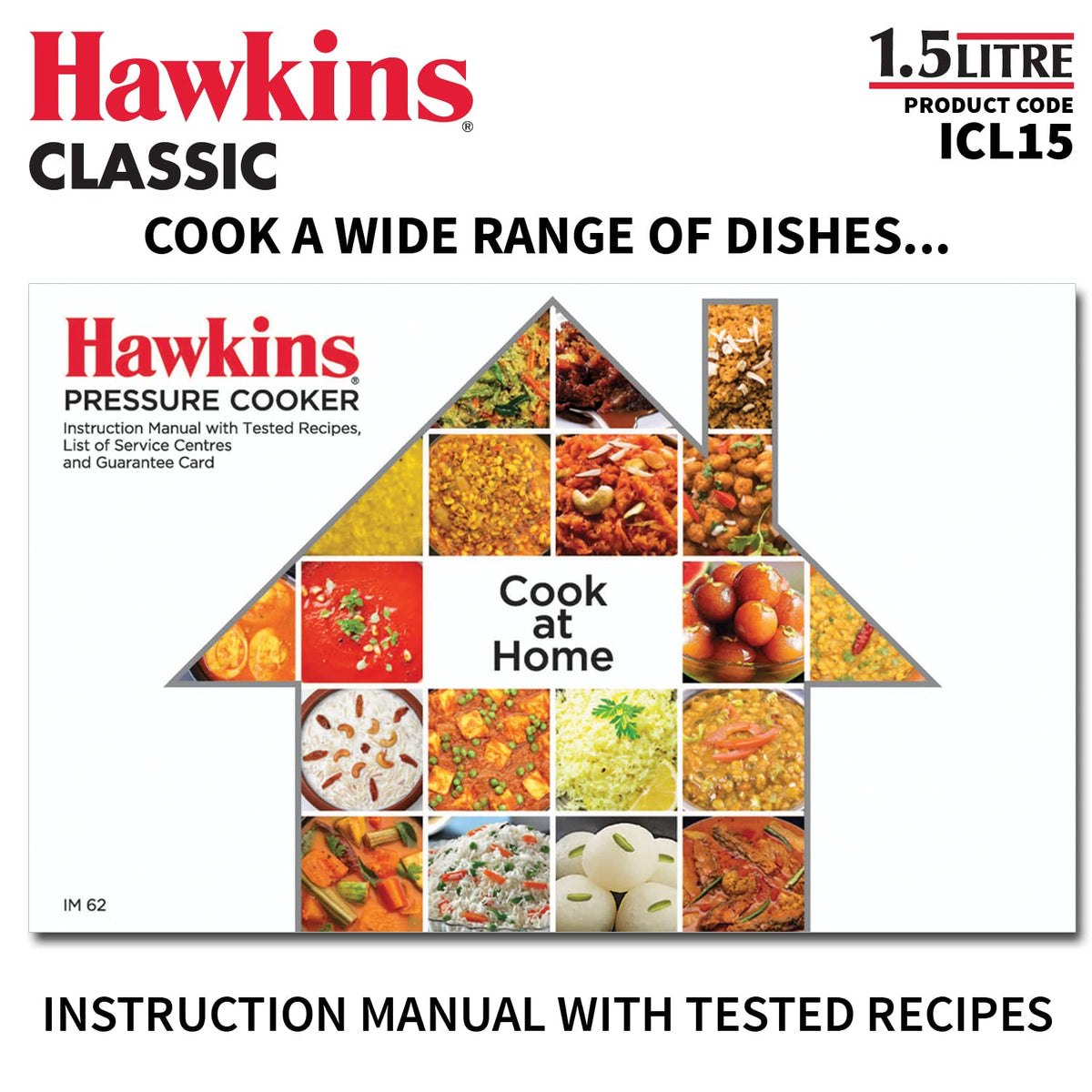 Hawkins 1.5 Litre Classic Pressure Cooker, Induction Inner Lid Baby Cooker, Best Cooker, Silver (ICL15)