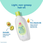 Johnson's Baby Hair Oil Combo 200ml x 2 | Light, Non-Greasy Baby Hair Oil | Enriched with Avocado & Pro-Vitamin B5