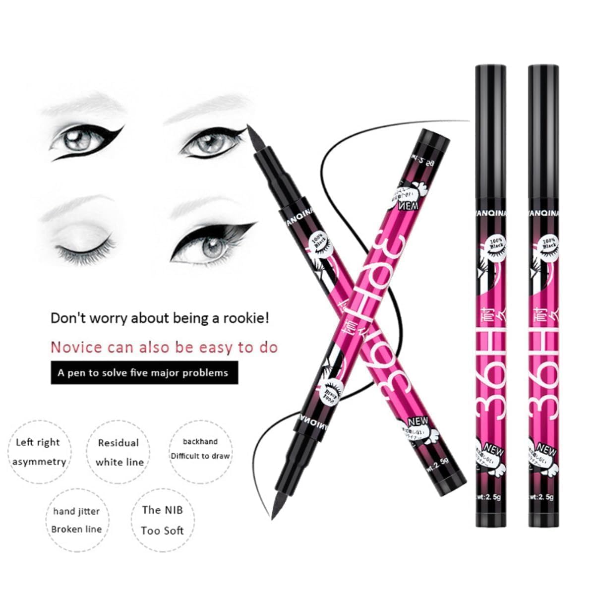 Liquid Eyeliner Pen Waterproof & Smudge Proof – Long Lasting Quick Dry Black Eyeliner, Ultra Fine Tip Sketch Pen Eyeliner for Women, Easy Wing &...