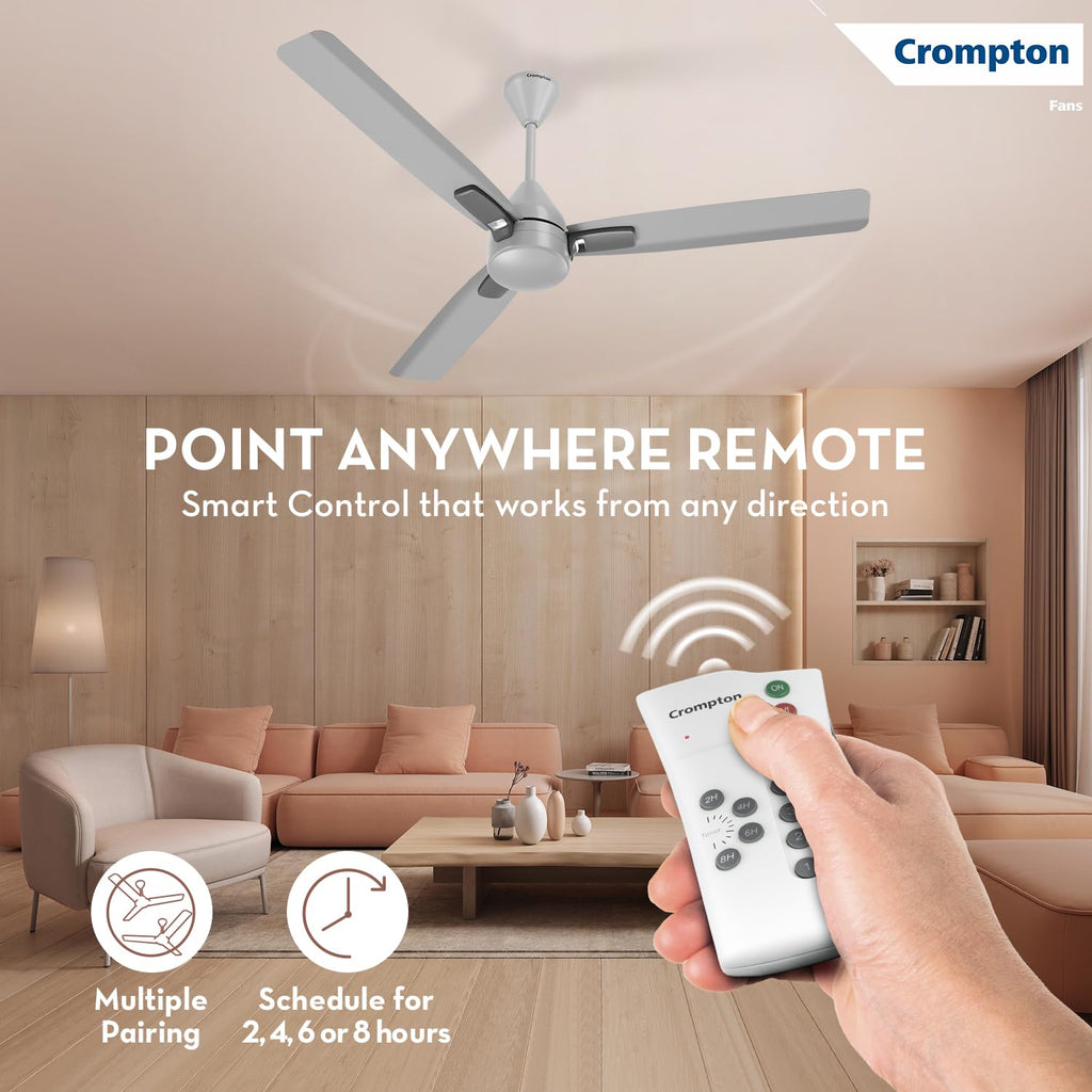Crompton Energion Caelum 1200mm BLDC Ceiling Fan | Remote & Regulator Control | Multiple Fan Pairing on Remote | BEE 5 Star Rated| High Air Delivery |...
