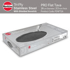Hawkins 26 cm Triply with Shielded Nonstick Pro Flat Tava | Induction & Gas Compatible | Flat Surface, Spill-Resistant Rim | Silver (PSNFT26)
