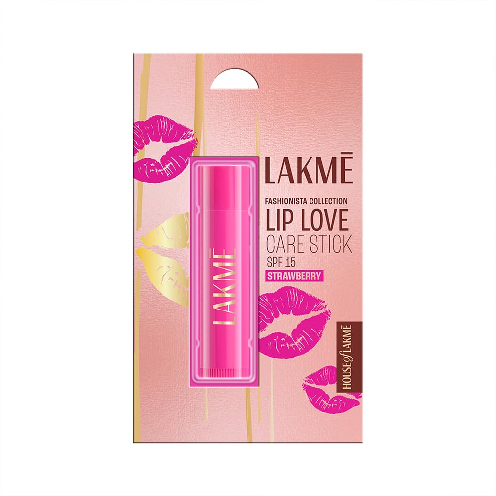 Lakme Lip Love Care Stick Strawberry, with 10% Vitamin E Complex, nourished with Shea & Cocoa Butter and enriched with Almond & Jojoba Oil for 24hr...