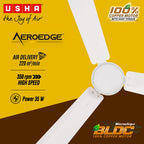 USHA AeroEdge 1200mm BLDC Ceiling Fan with RF Remote | BEE 5 Star Rated Energy Efficient | 100% Copper Motor | High Air Delivery 220CMM | 3-Year Motor &...