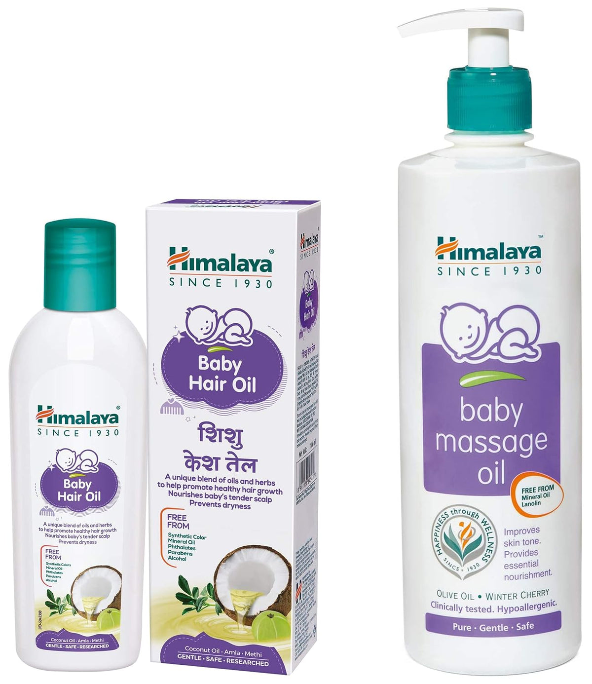 Himalaya Baby Massage Oil (500Ml)&Baby Hair Oil 200 Ml