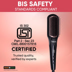 Vega Black Shine Hair Straightener Brush for Women, Straight in Min, Ionic & Thermoprotect Technology, 16 Temperature Settings