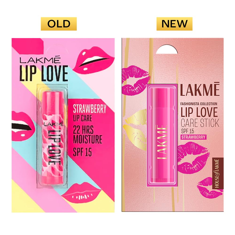 Lakme Lip Love Care Stick Strawberry, with 10% Vitamin E Complex, nourished with Shea & Cocoa Butter and enriched with Almond & Jojoba Oil for 24hr...