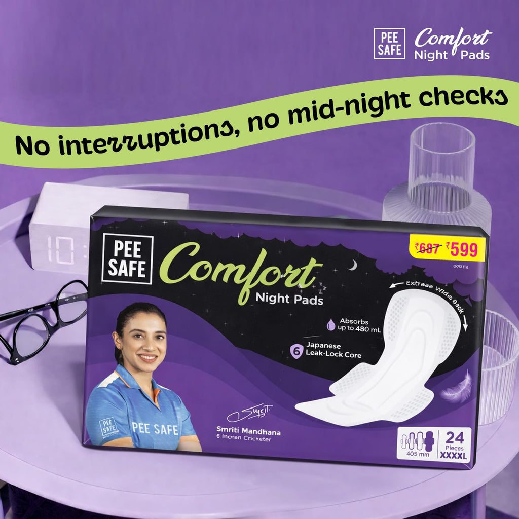 Pee Safe Comfort Night Pads XXXXL-24 Pads - 405mm | 76% Longer