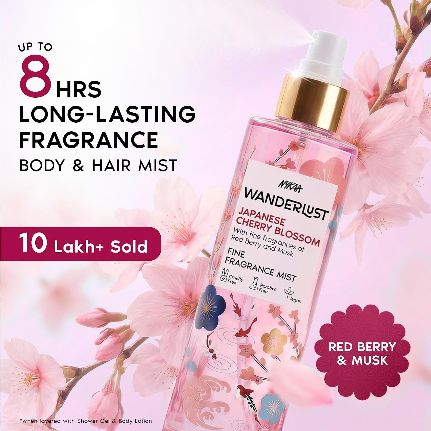 Nykaa Wanderlust Japanese Cherry Blossom Fragrance Mist-200ml