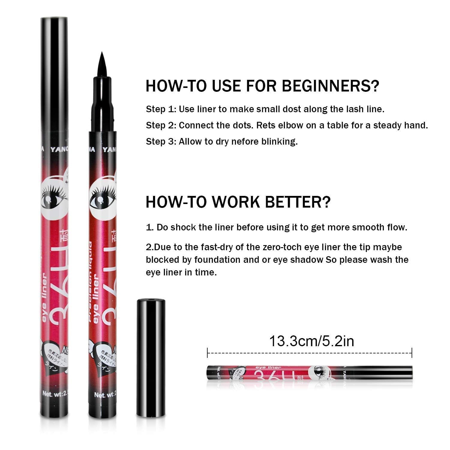 Liquid Eyeliner Pen Waterproof & Smudge Proof – Long Lasting Quick Dry Black Eyeliner, Ultra Fine Tip Sketch Pen Eyeliner for Women, Easy Wing &...