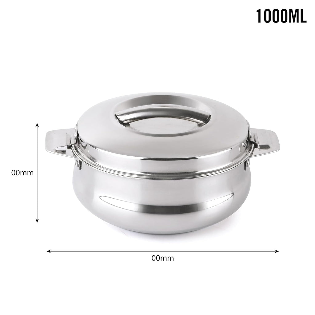 CELLO Bella 1000 Insulated Stainless Steel Casserole Hot Pot Box for Daily Use 1000 ml Silver |