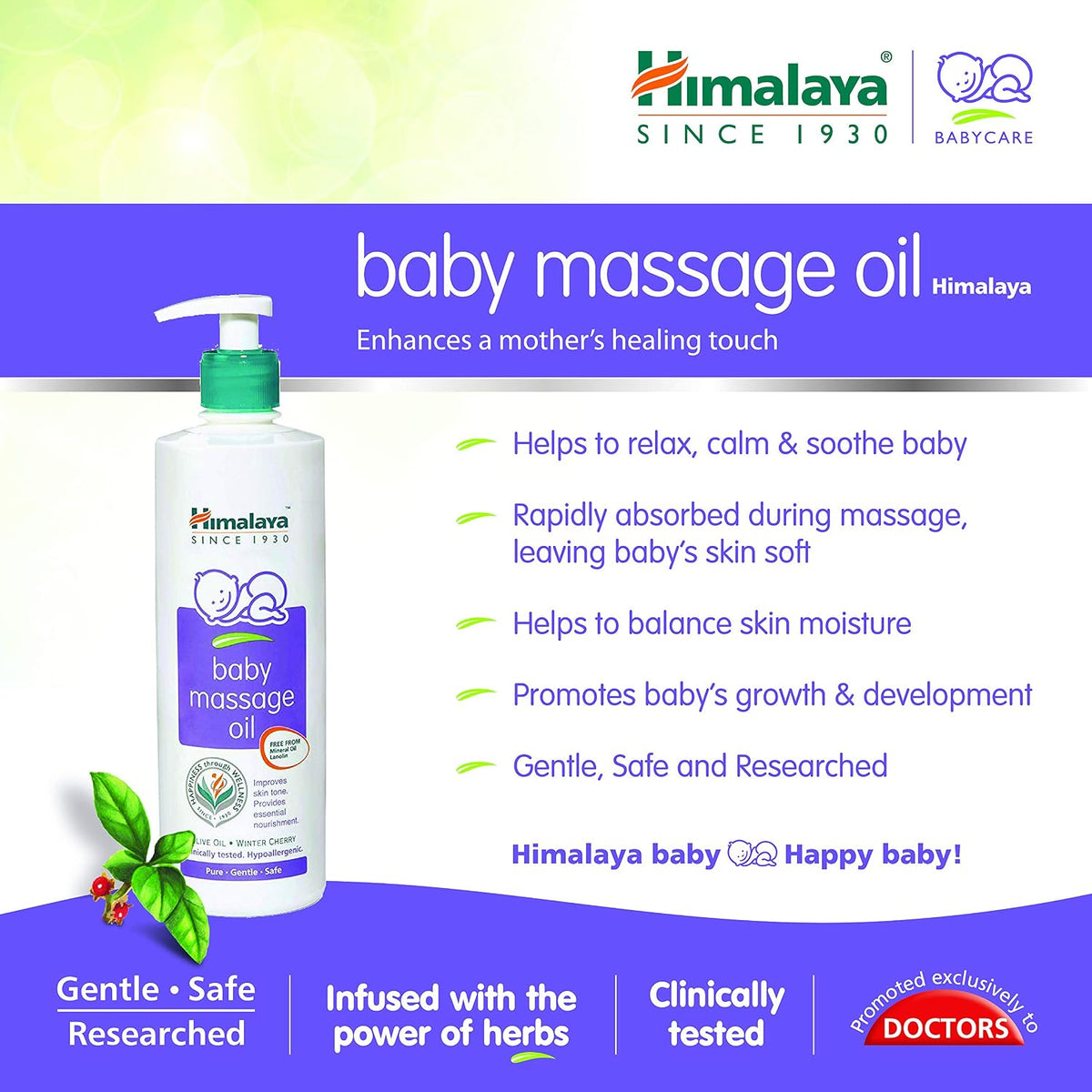 Himalaya Baby Massage Oil (500Ml)&Baby Hair Oil 200 Ml