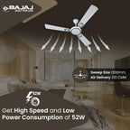 Bajaj Grace Neo BBD EE 1 Star Rated 1200MM Ceiling Fan |