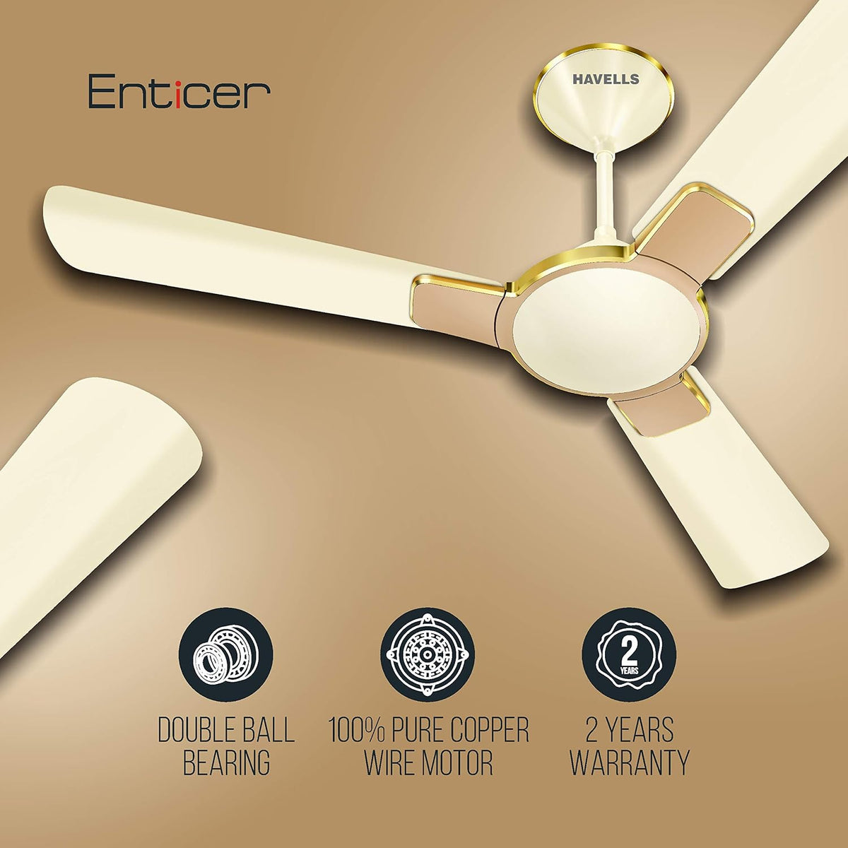 Havells 1200 Mm Fan Enticer Pearl Ivory-Beige, 4 stars