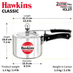 Hawkins Aluminium 2 Litre Classic Pressure Cooker, Tall Design, Induction Inner Lid Cooker, Pan Cooker, Silver (ICL2T)