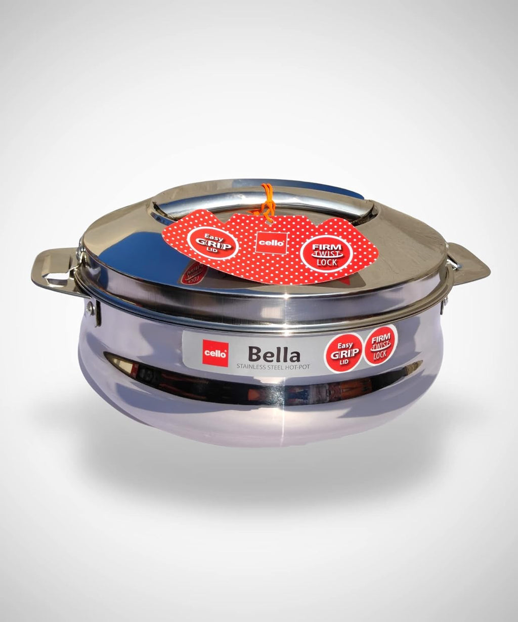 CELLO Bella 1500 Insulated Stainless Steel Casserole Hot Pot Box for Daily Use 1500 ml Silver |