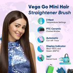Vega Mini Hair Straightener Brush-Natural Straight in Few Min for Women |