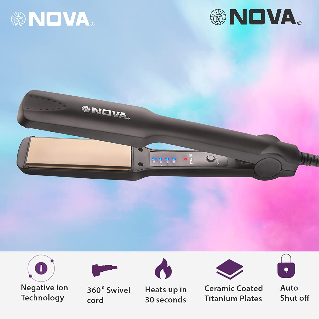 Nova NHS 860 Hair Straightener (Black)