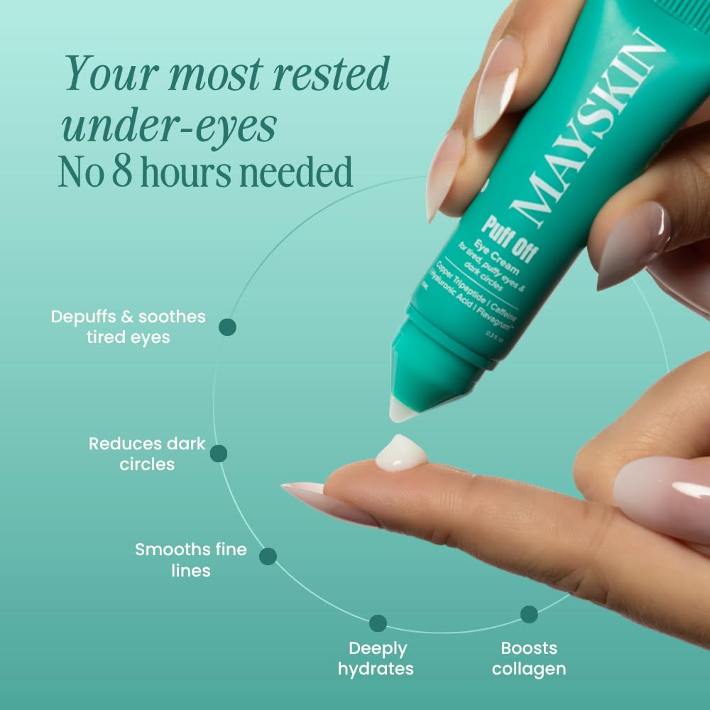 Mayskin Puff Off Eye Cream – Retinal, Copper Peptides & Caffeine for Dark Circles, Puffiness & Fine Lines | Bifida Ferment Lysate & 7 Botanicals...