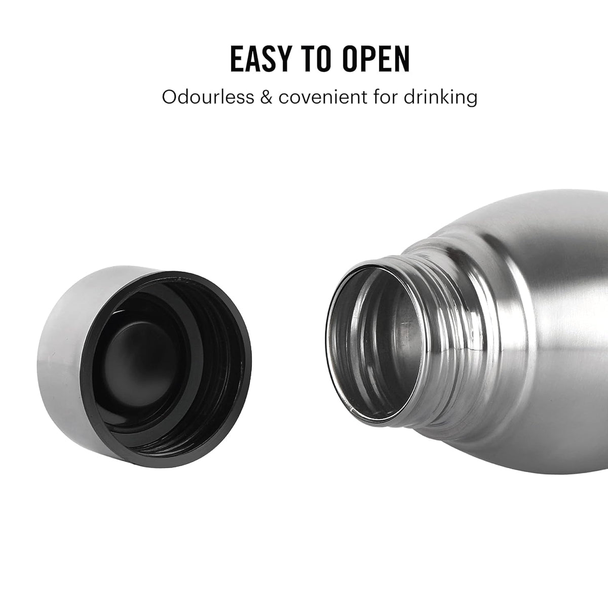 CELLO Aqua Pro Stainless Steel Water Bottle 1000ml Set of 3 Pcs | ISI Certified, Single Walled | Leakproof, Rust Proof, Food Grade, Easy to Carry | Airtight Steel Bottle for Fridge, Office, Gym