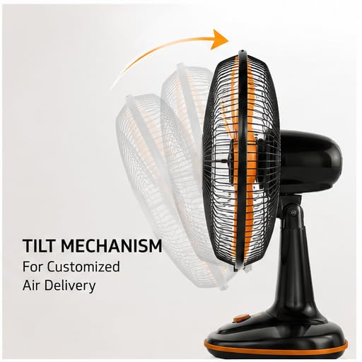 V-Guard Selfee Duo Portable Fan | Premium Orange & Black Finish | Compact High-Speed Cooling Fan