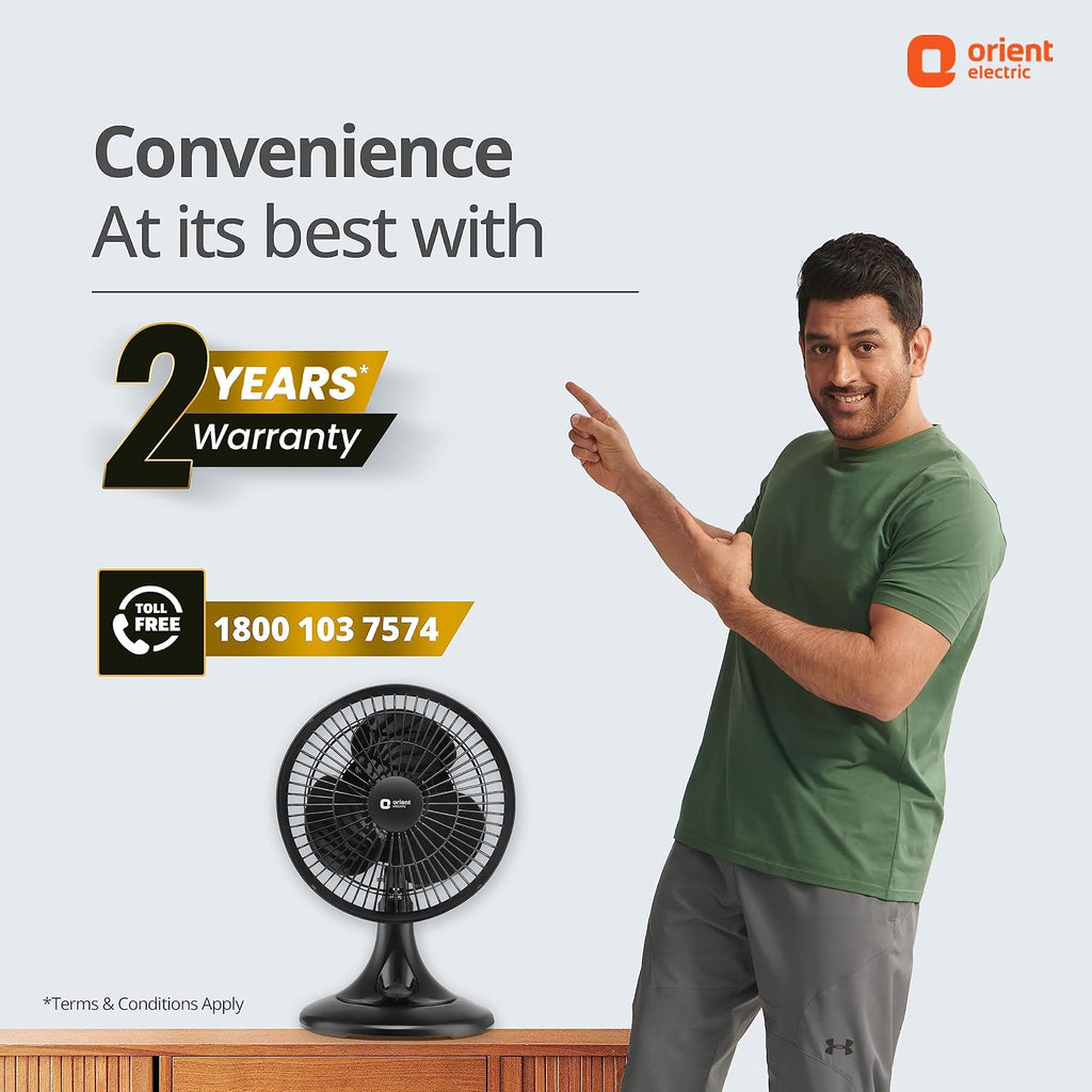 Orient Electric PP Plastic 225 MM Zippy Pro Table Fan (Black)