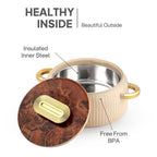 CELLO Castella Insulated Steel Casserole Set of 3 Pcs (1000ml, 1000ml, 1500ml) Gold Beige |