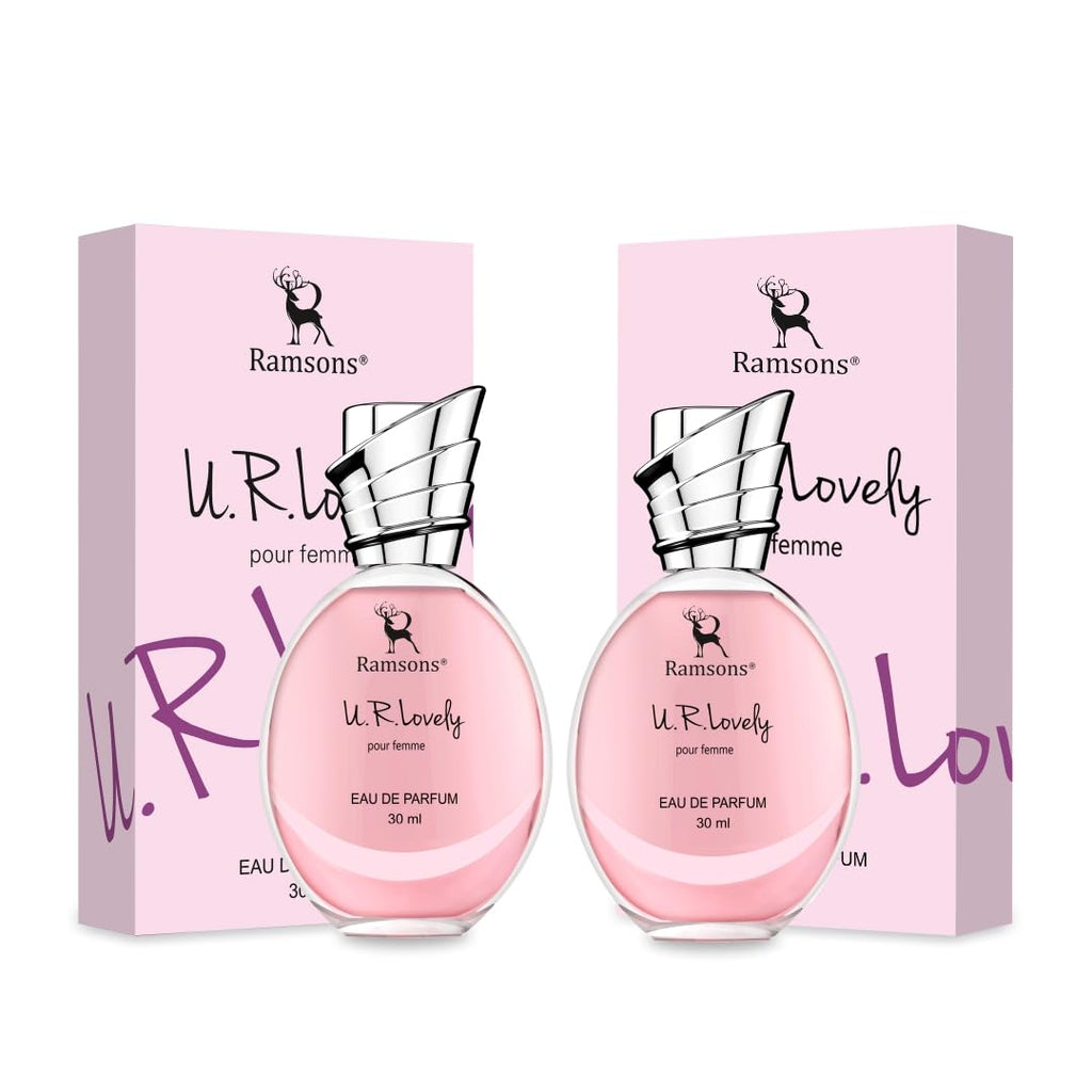 Ramsons - U R LOVELY Eau De Parfum | 30 ML x 2| Perfume For Women | TN - Bergamot, Peach, Orange, Grapefruit, Aquatic | MN - Lilly of the valley, Rose, Jasmine, Cinnamon | BN - Woody, Musk, Vanilla