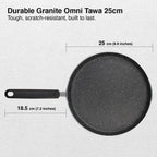 Prestige Omega Deluxe 25cm Granite Dosa Tawa|Non-Stick with 5 Layers Coating|Dishwasher Safe|
