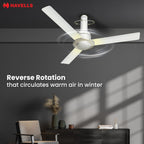 Havells CERA BLDC 1200mm Premium Underlight Ceiling Fan with 100% Pure Copper|Watt: 35|Air Flow: 225 cmm|Speed: 350 RPM|...