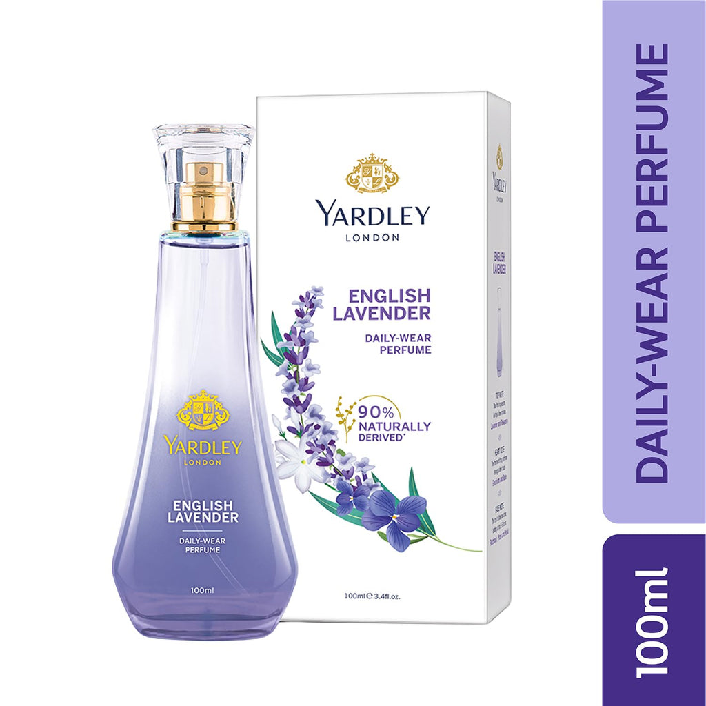 Yardley London English Lavender Perfume for Women, 100ml – 90% Naturally Derived, Daily Wear Spray | Lavender & Musk Fragrance