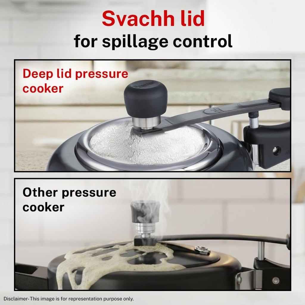 Prestige Nakshatra Cute Duo Svachh Hard Anodised Inner Lid Pressure Cooker, 2.0L, Black, 2 Liter