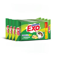 Exo Dishwash Bar, 360gm (90gm X (3 + 1 Bar Free) | Complete Dishwashing Solution With Anti-Bacterial Efficacy & Goodness of Ginger Remove Tough Grime Stains | Experience Hygienic & Superior Cleaning