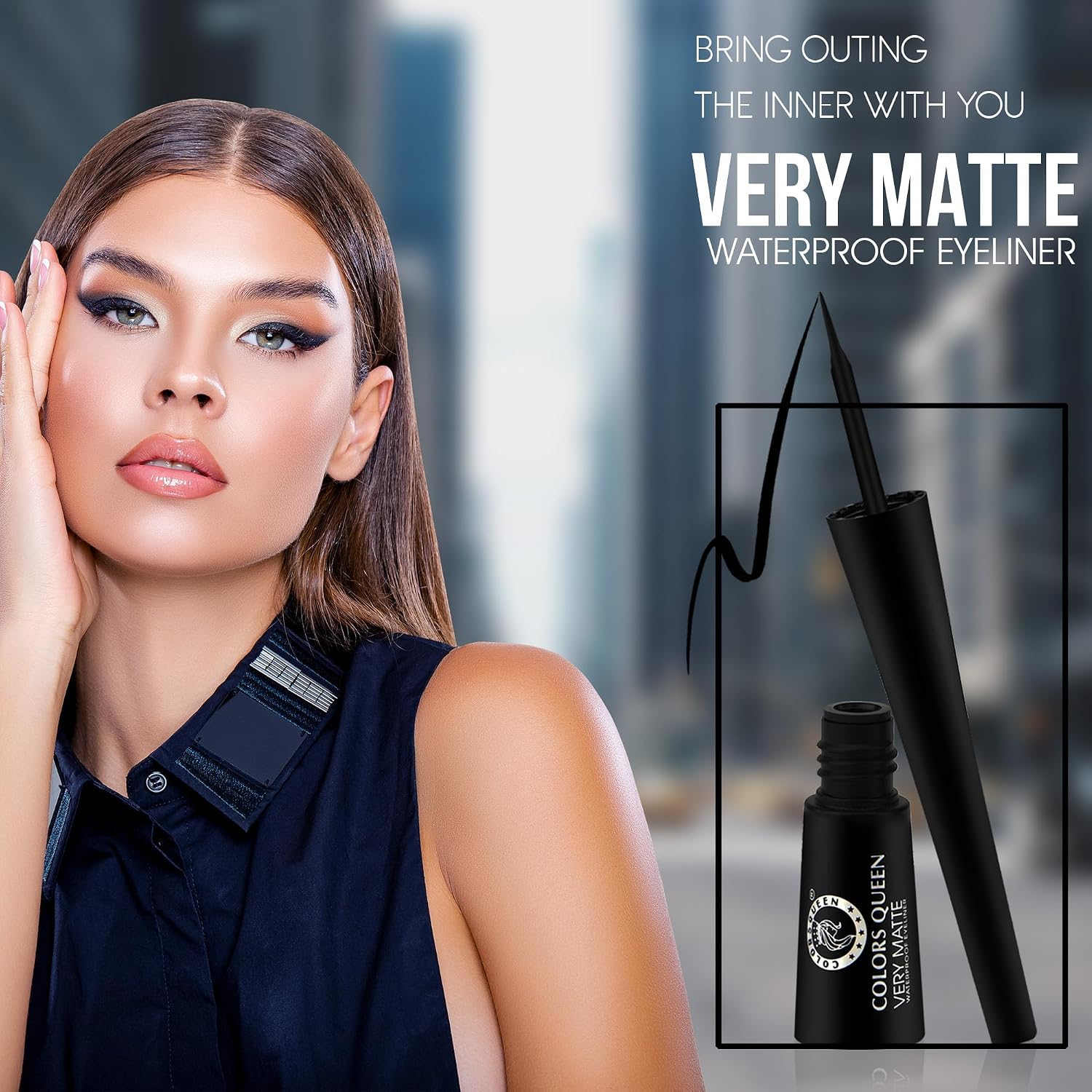 COLORS QUEEN Very Matte Eyeliner | Quick Drying, Long Lasting Liquid Eyeliner | Fine Tip for Precise Application | Smudge Proof, Waterproof for Eye Makeup...