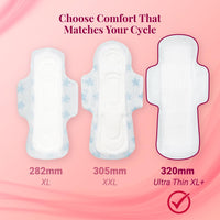 NIINE Naturally Soft Ultra Thin XL+ Sanitary Napkins |320mm Long|Cottony Soft Control Rashes|Long Lasting protection |Suitable for Heavy Flow with Free...